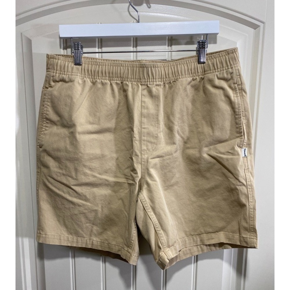 Birdwell Beach Britches Shorts Mens L Khaki Cotton Elastic Drawstring Bermuda